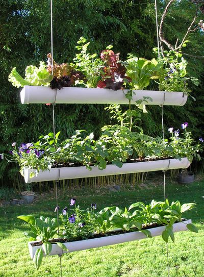 Hanging gutter garden